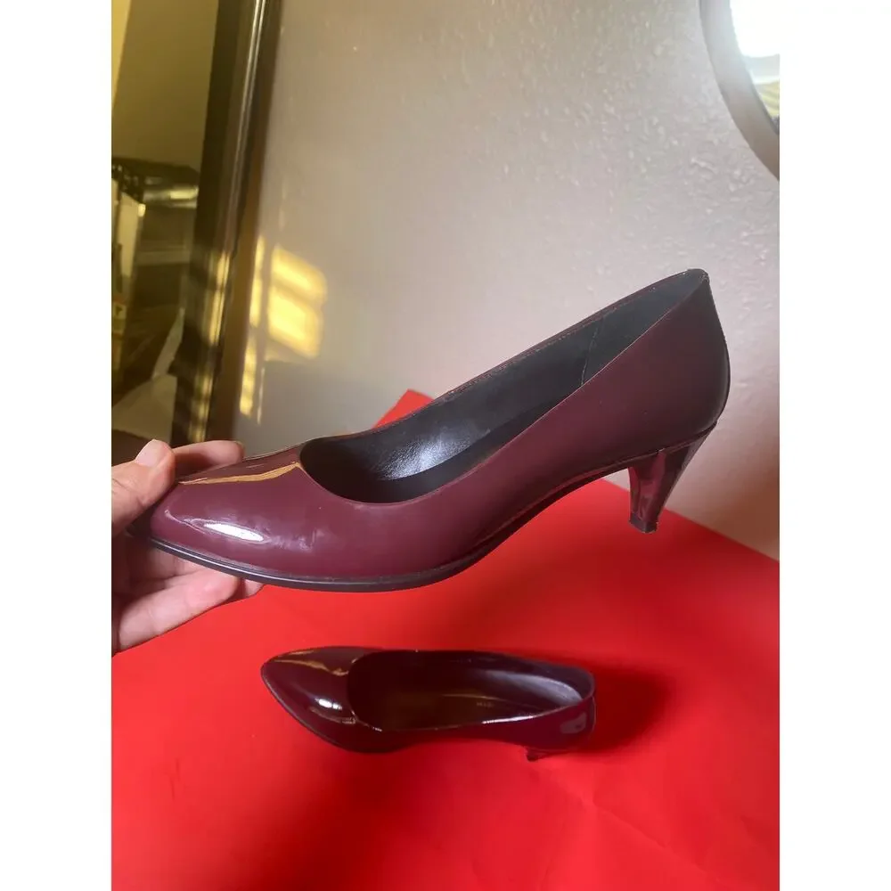 ECCO Danish Design Leather Pumps Heels Burgundy sz 38 EU 7-7.5 M